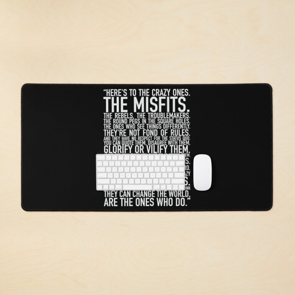 Desk Mat Here's To The Crazy Ones (Black) By Brian Vegas Large Gaming Mouse Pad 35X16 Inch Black 7802738394764