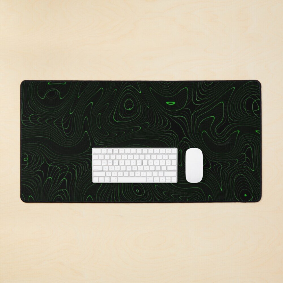Desk Mat And Wavy Hacker Grid Large Gaming Mouse Pad 35X16 Inch Black/Green 7802738377804