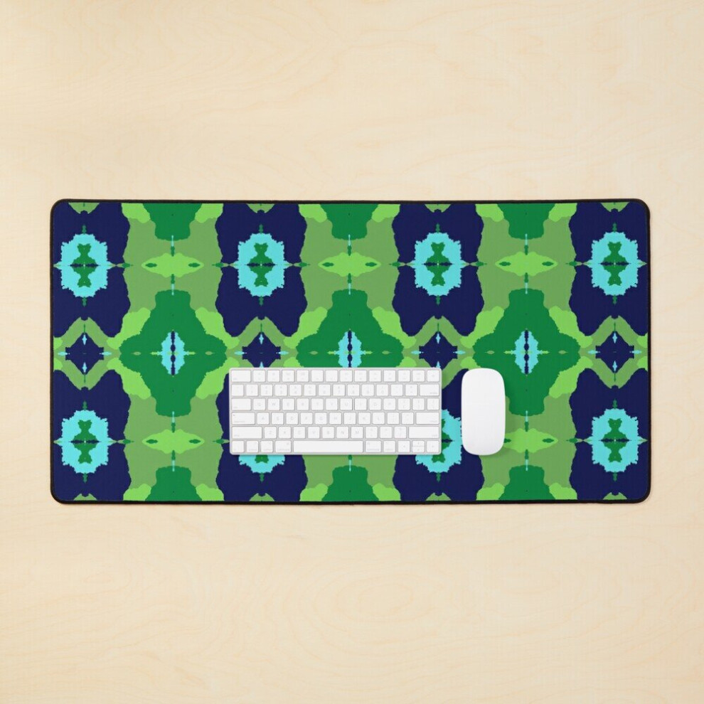 Desk Mat Boho Navy And Sage Camouflage Inspired Abstract Pattern Large Gaming Mouse Pad 35X16 Inch Blue/Green 7802738355918
