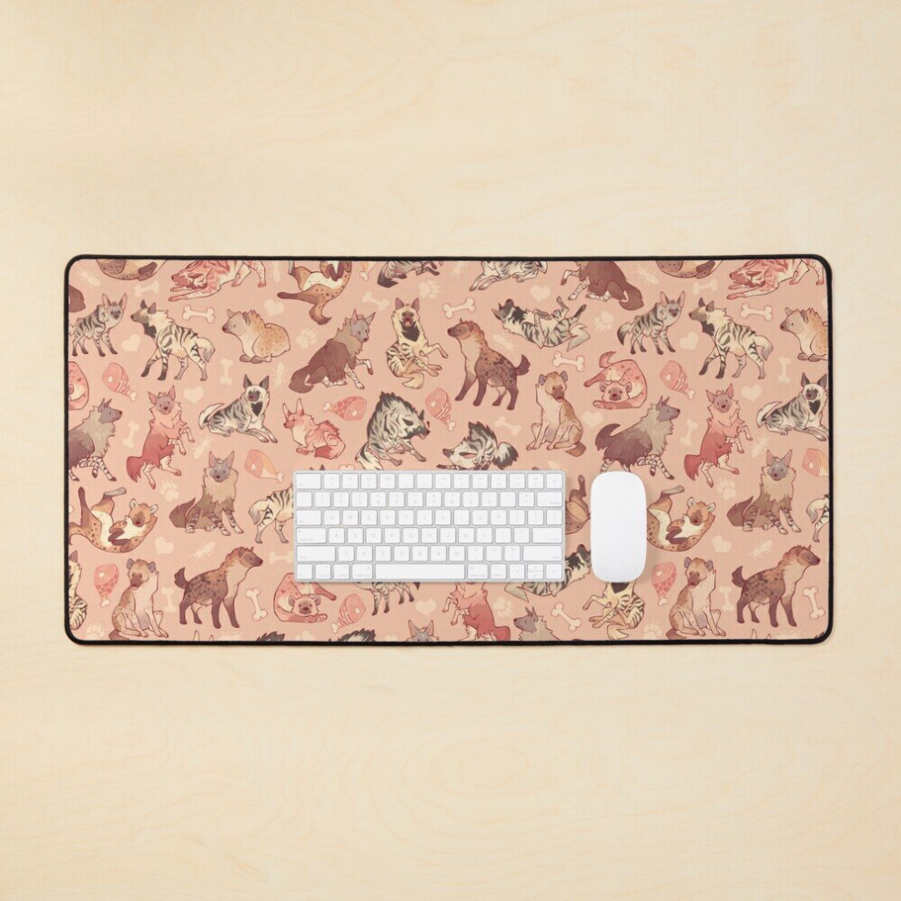 Desk Mat Hyenas In Large Gaming Mouse Pad 35X16 Inch Orange 7802738324587