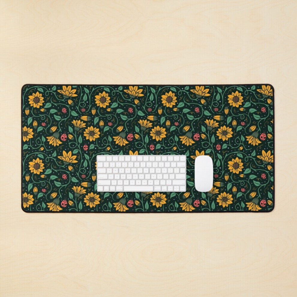 Desk Mat Cute Sunflower Garden Surface Pattern Design Large Gaming Mouse Pad 35X16 Inch 7802738395181