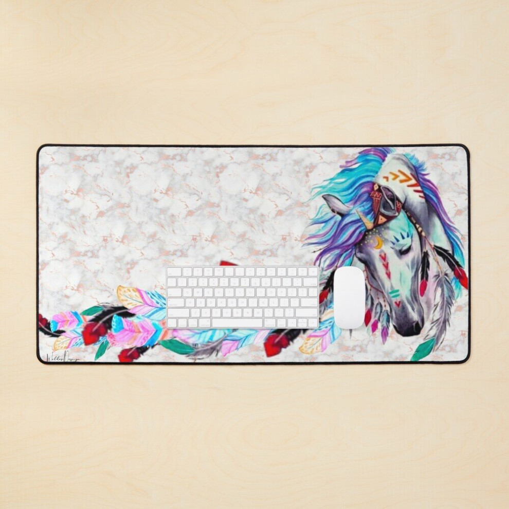 Desk Mat Horse N Feathers Large Gaming Mouse Pad 35X16 Inch 7802738369755
