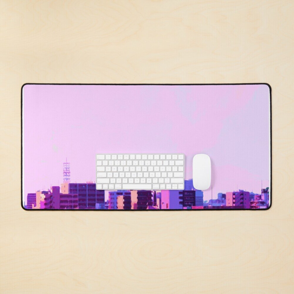 Desk Mat Tokyo Vaporwave Skyline Large Gaming Mouse Pad 35X16 Inch Pink 7802738332124