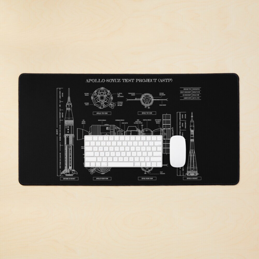 Desk Mat Apollo Soyuz Test Project - Astp ( Stencil- ) Large Gaming Mouse Pad 35X16 Inch White 7802738386998
