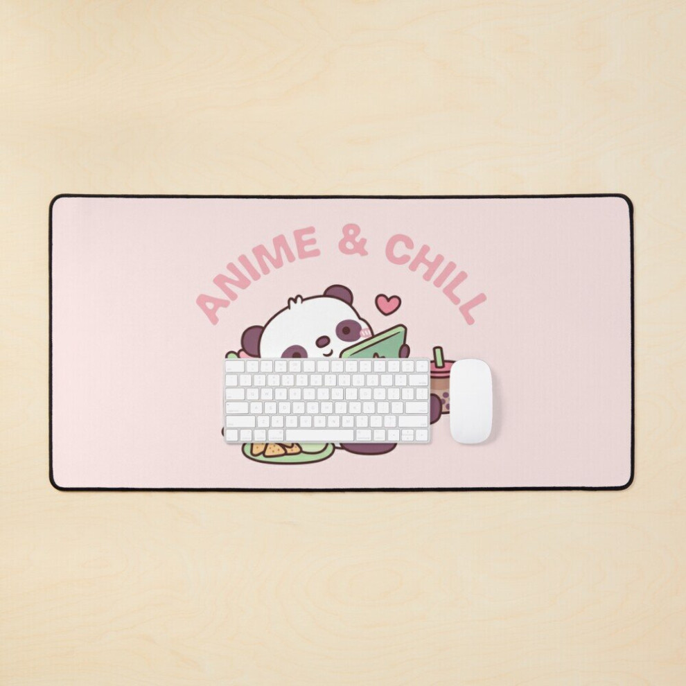 Desk Mat Cute Panda Anime And Chill Large Gaming Mouse Pad 35X16 Inch 7802738374438