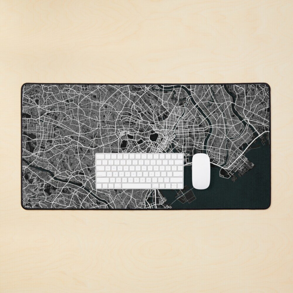 Desk Mat Tokyo, Japan City Map - Large Gaming Mouse Pad 35X16 Inch Dark 7802738398854