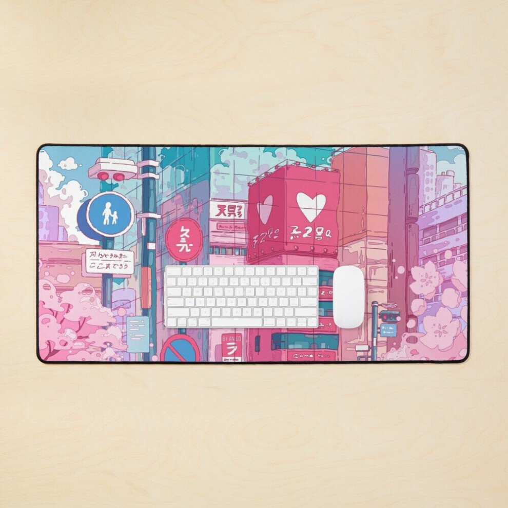 Desk Mat The Tokyo City Glass Reflection Large Gaming Mouse Pad 35X16 Inch 7802738361070