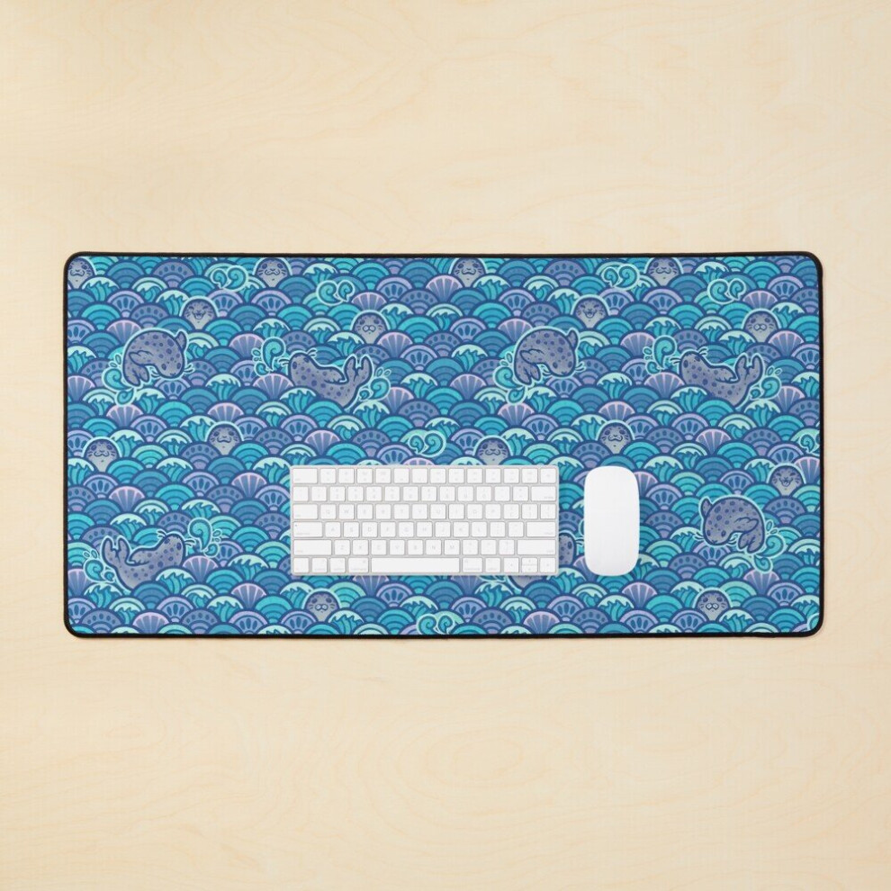 Desk Mat Seal Waves Large Gaming Mouse Pad 35X16 Inch 7802738332025