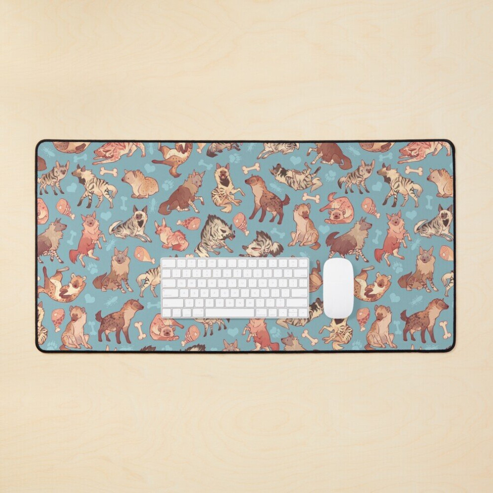 Desk Mat Hyenas In Cerulean Large Gaming Mouse Pad 35X16 Inch 7802738313598