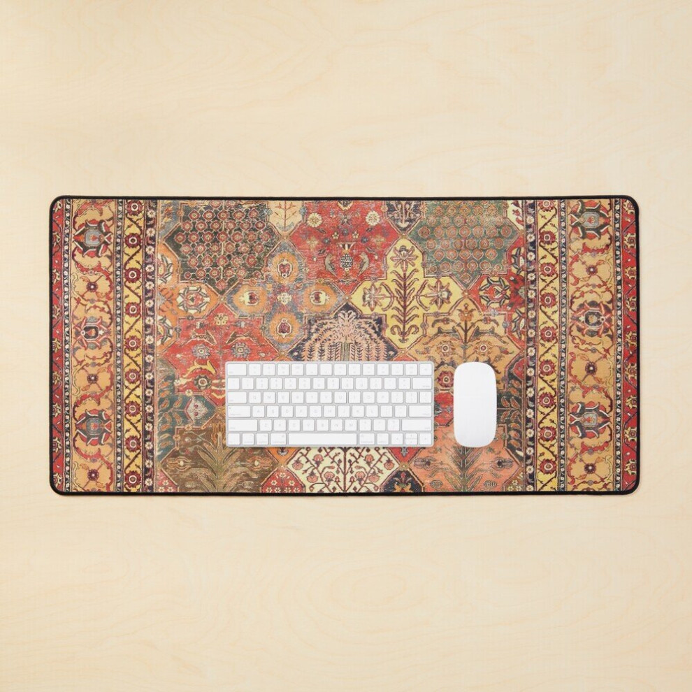 Desk Mat 17Th Century Persian Khorassan Carpet Print Large Gaming Mouse Pad 35X16 Inch 7802738394351