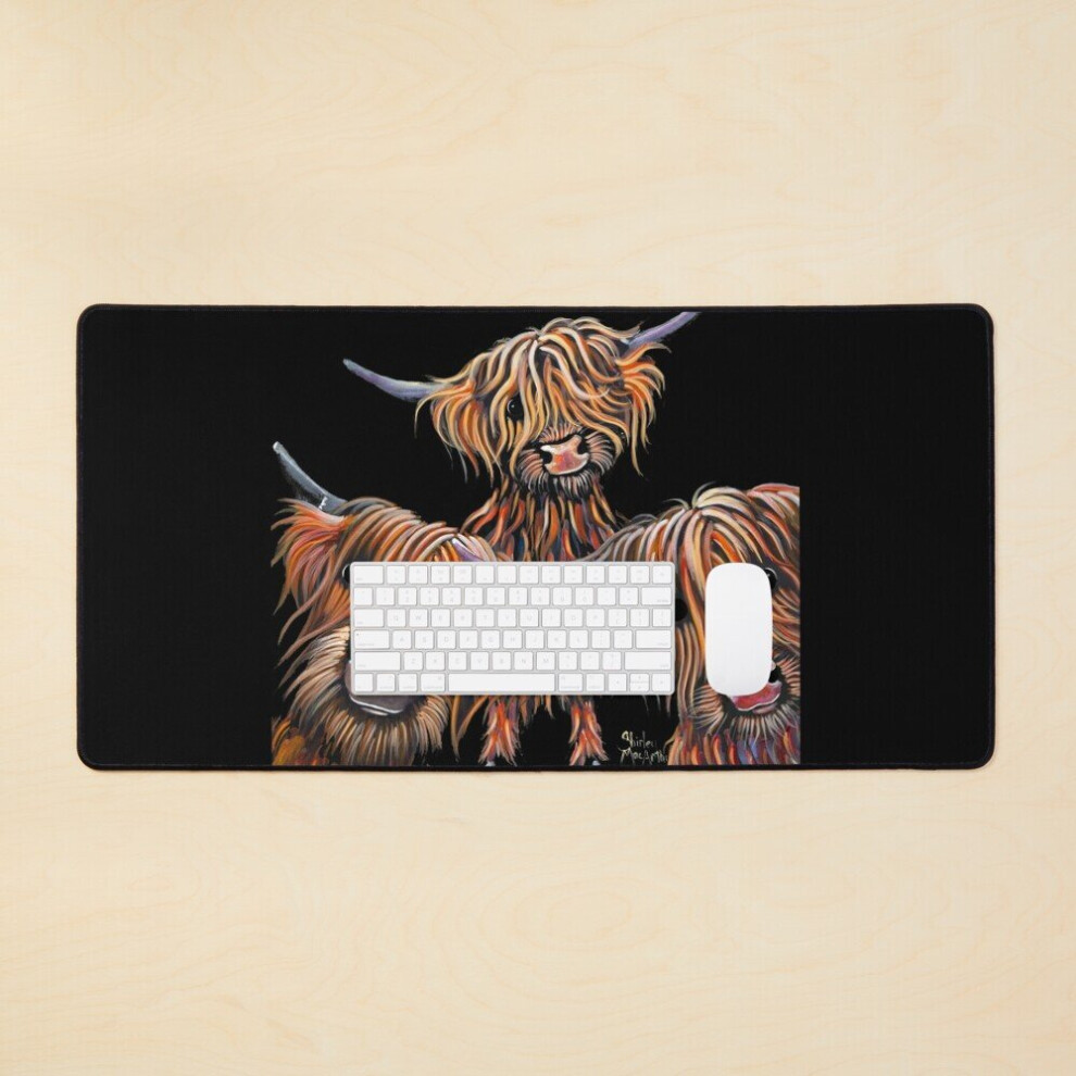 Desk Mat Highland Cow Print Scottish ' The Baked Beans ' By Shirley Macarthur Large Gaming Mouse Pad 35X16 Inch 7802738397666