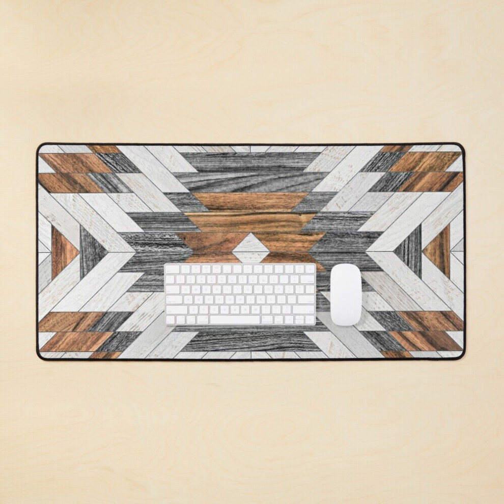 Desk Mat Urban Tribal Pattern No.8 - Aztec - Wood Large Gaming Mouse Pad 35X16 Inch 7802738327151
