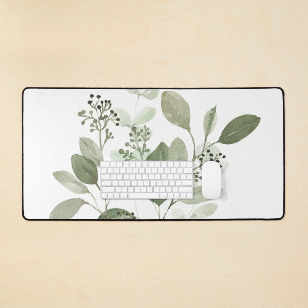 Desk Mat Watercolor Eucalyptus Large Gaming Mouse Pad 35X16 Inch 7802738396881