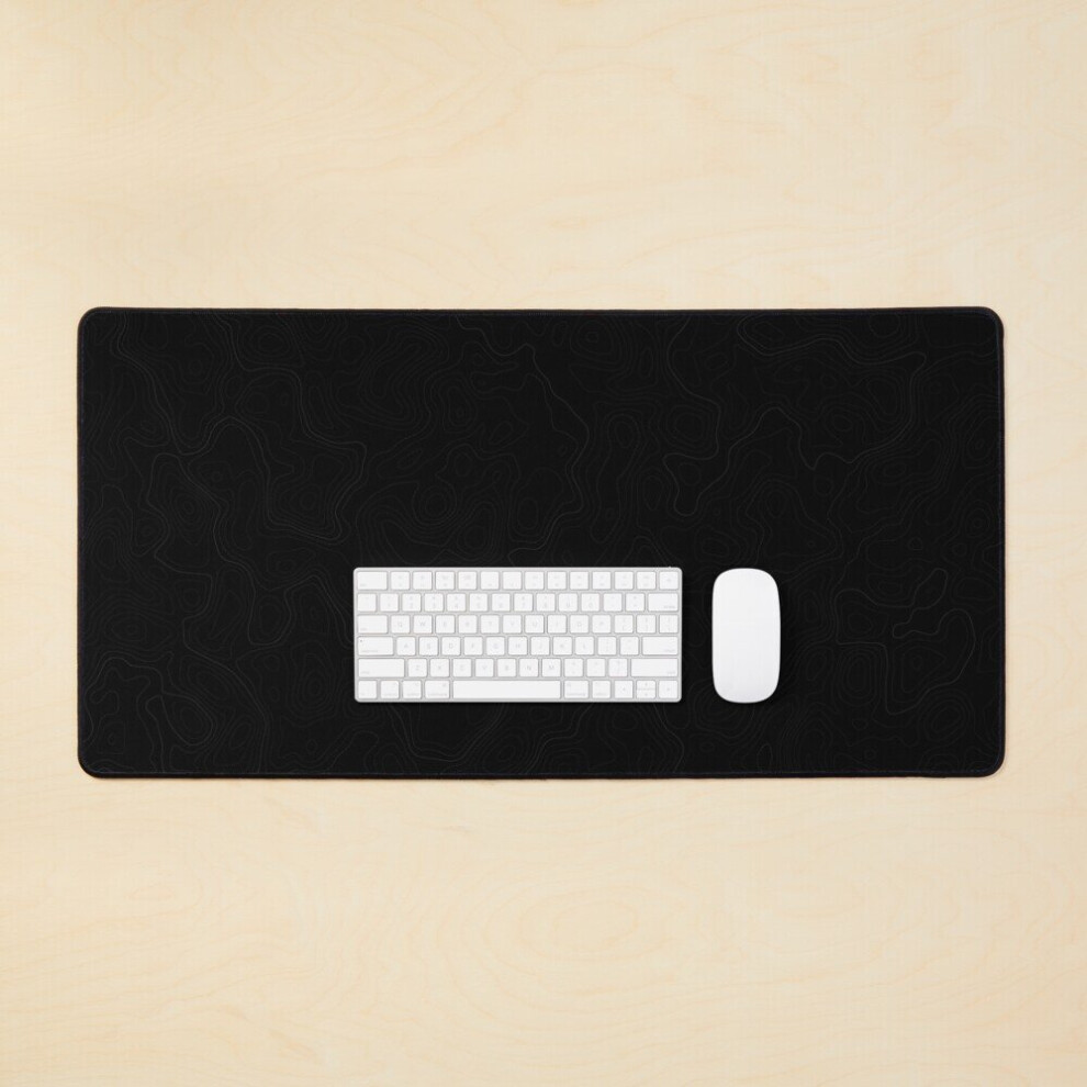 Desk Mat Topographic Large Gaming Mouse Pad 35X16 Inch Black 7802738317152