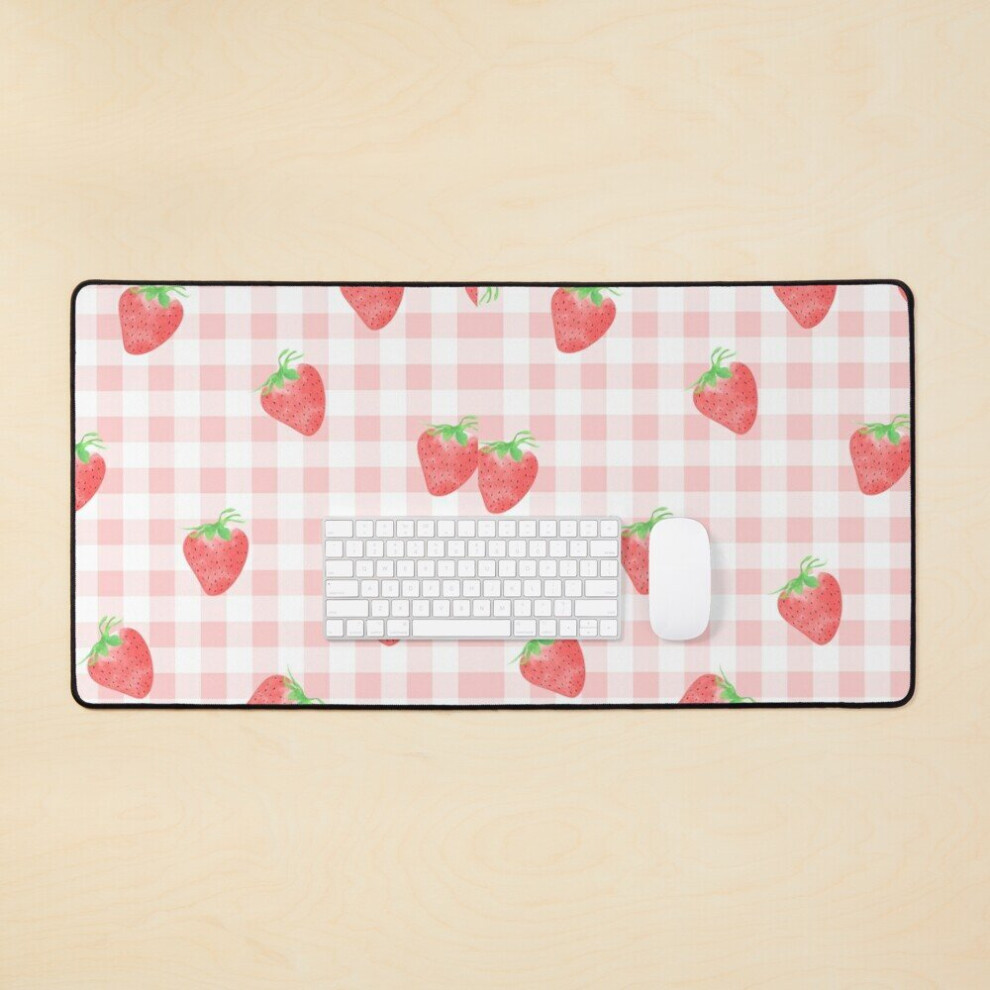 Desk Mat Strawberry Gingham Large Gaming Mouse Pad 35X16 Inch 7802738369601