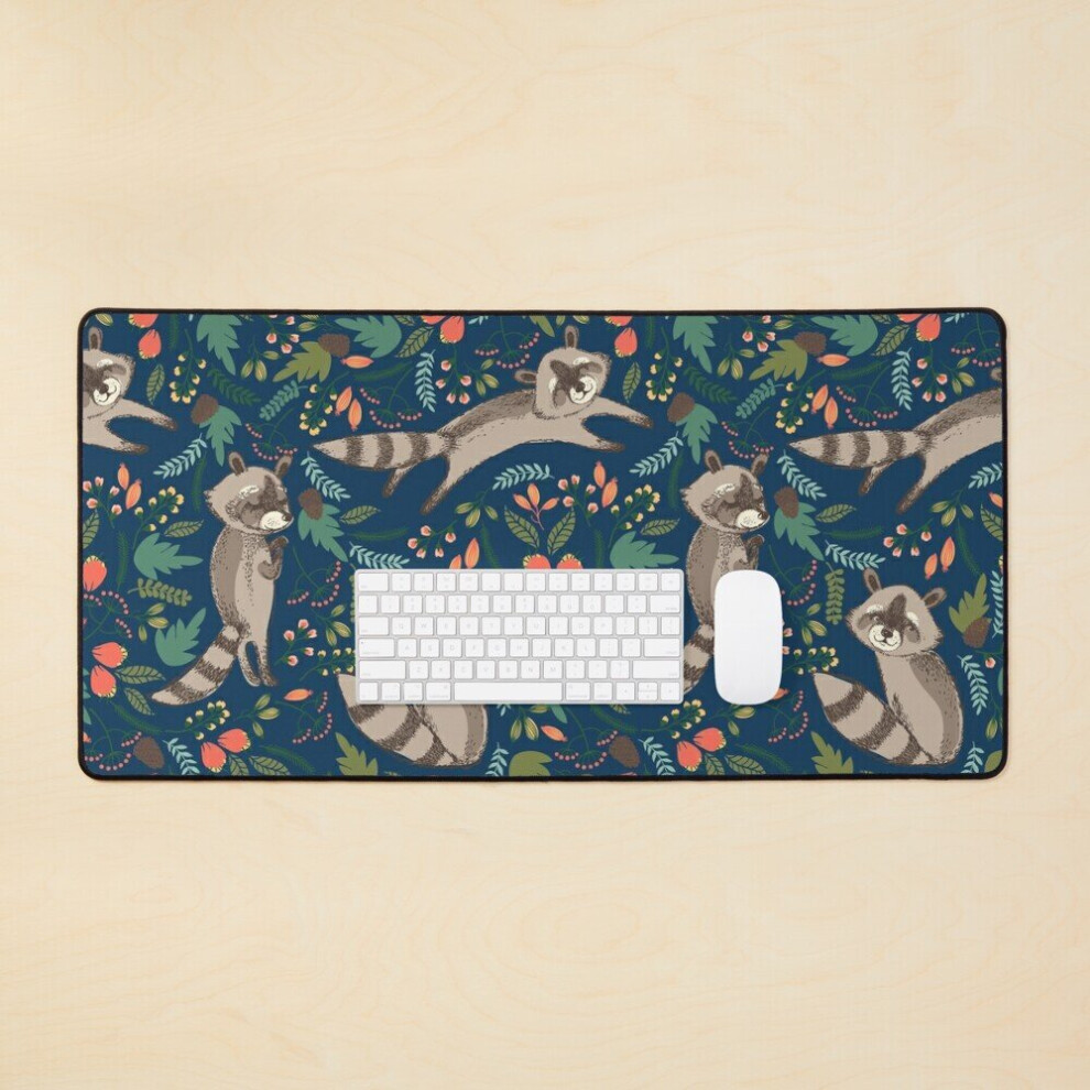 Desk Mat Cute Raccoon Large Gaming Mouse Pad 35X16 Inch 7802738392234