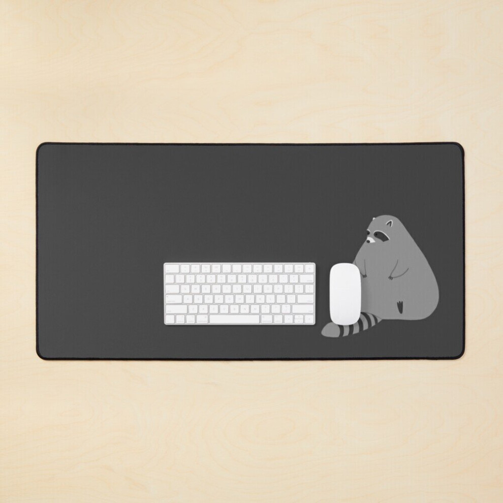 Desk Mat Chubby Melting Raccoon Sitting Large Gaming Mouse Pad 35X16 Inch 7802738327076