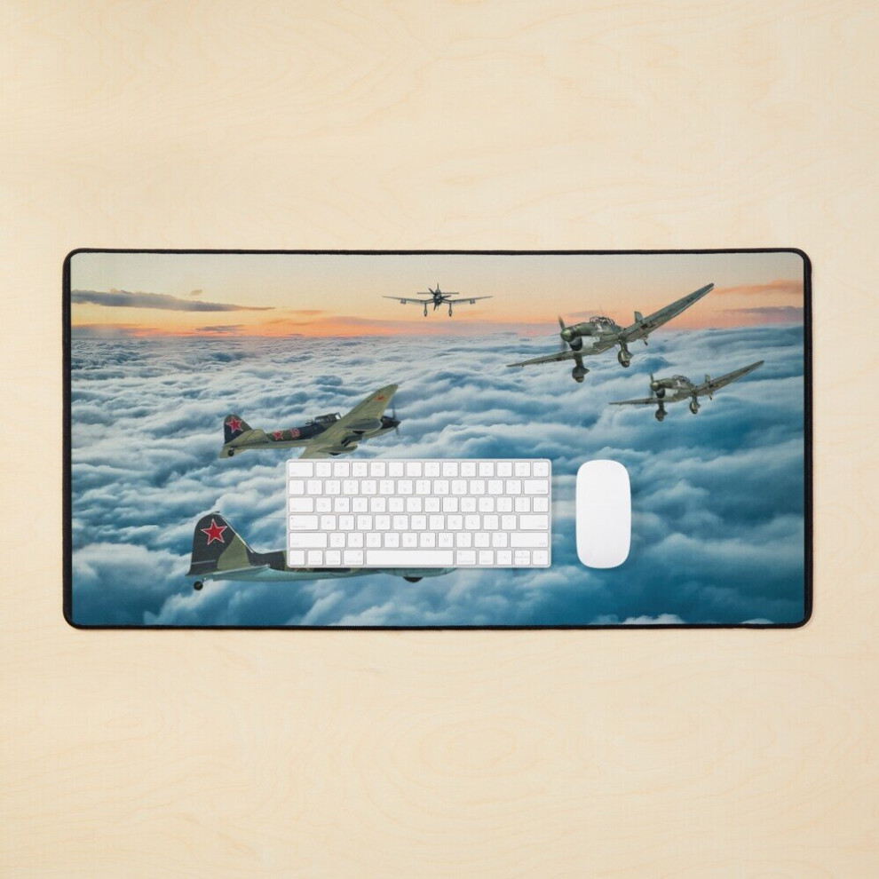 Desk Mat World War 2 Airplanes Dog Fight Large Gaming Mouse Pad 35X16 Inch 7802738358193