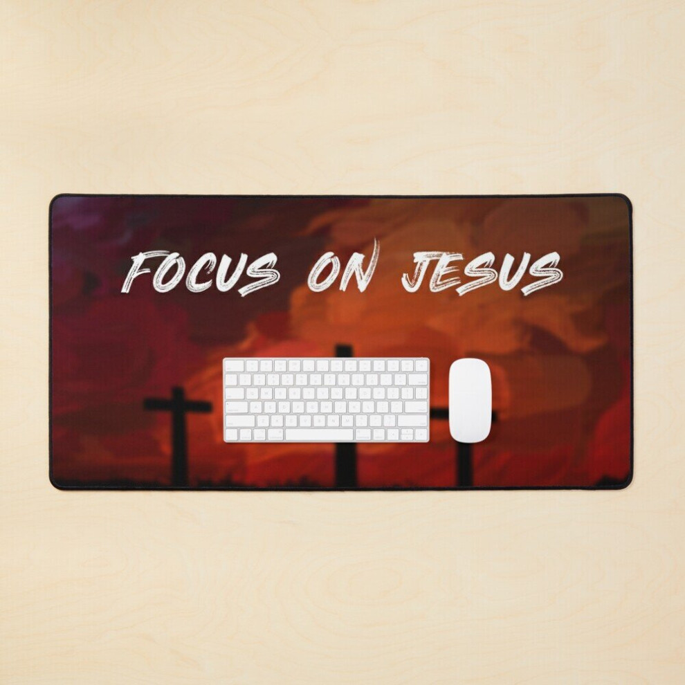 Desk Mat Focus On Jesus Large Gaming Mouse Pad 35X16 Inch 7802738340624