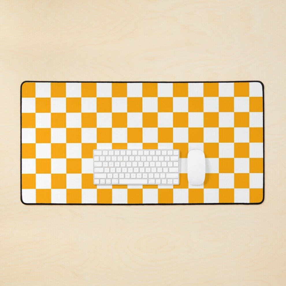 Desk Mat And Checkerboard Pattern Large Gaming Mouse Pad 35X16 Inch Orange/White 7802738322170
