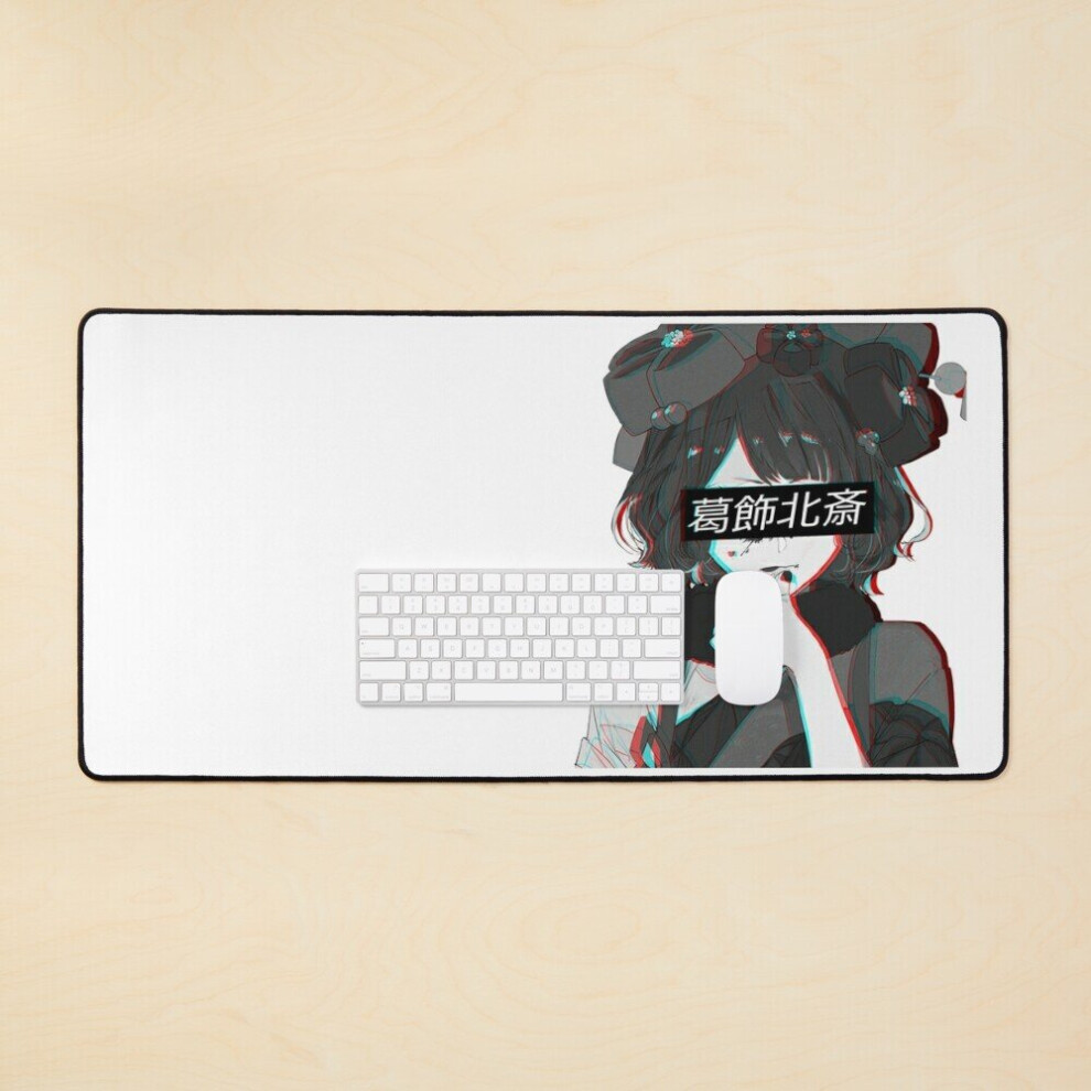 Desk Mat Hokusai - Glitch Aesthetic Fgo Large Gaming Mouse Pad 35X16 Inch 7802738386349