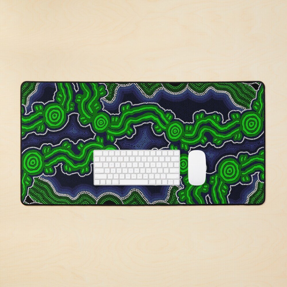 Desk Mat Authentic Aboriginal Art - After The Rain Large Gaming Mouse Pad 35X16 Inch 7802738334562
