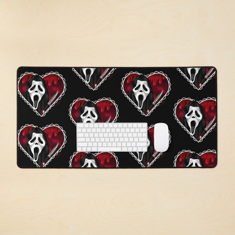 Bearlad Desk Mat Ghostface Heart Large Gaming Mouse Pad 35X16 Inch