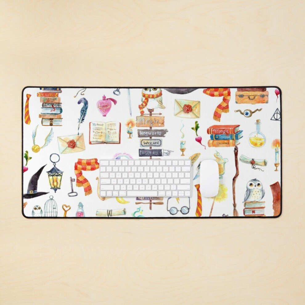 Desk Mat Wizard School Design Large Gaming Mouse Pad 35X16 Inch 7802738403336