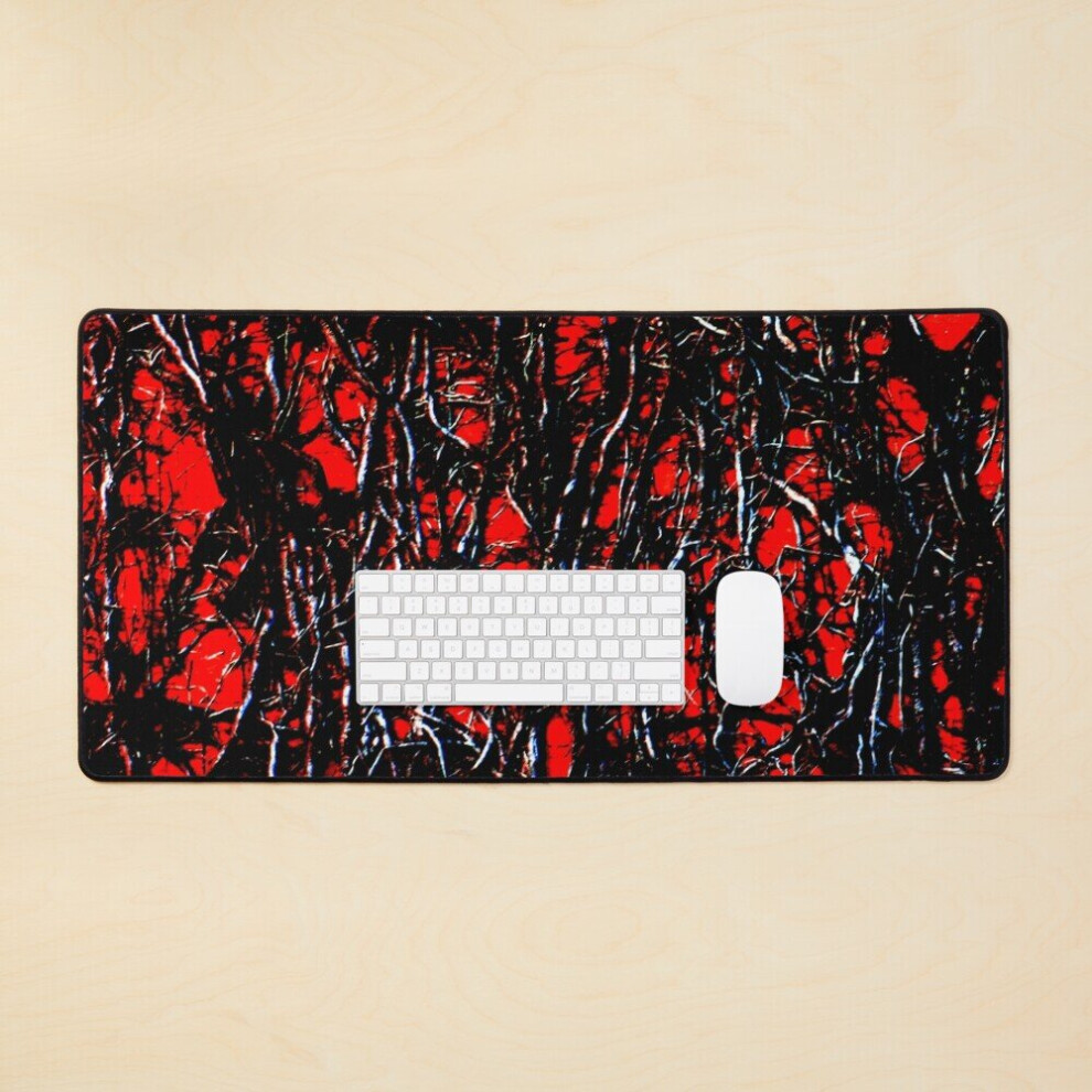 Desk Mat And Vines Pattern Large Gaming Mouse Pad 35X16 Inch Black/Red 7802738374049