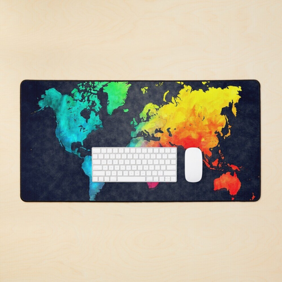 Desk Mat World Map Watercolor 6 #Map #Worldmap Large Gaming Mouse Pad 35X16 Inch 7802738397918