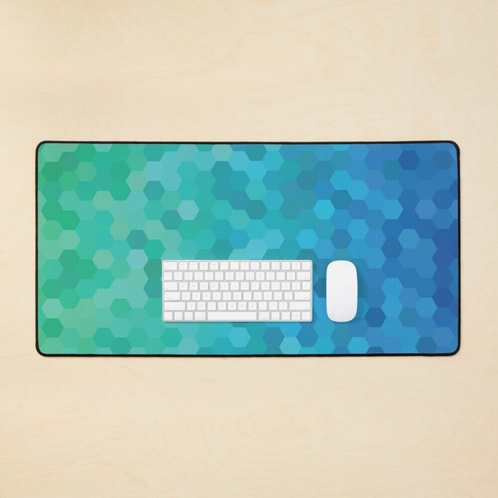 Desk Mat Hexagon Grid - Caribbean Sea Large Gaming Mouse Pad 35X16 Inch 7802738322088