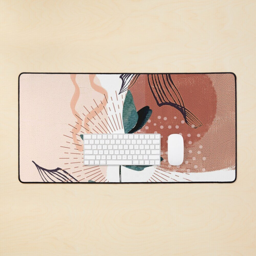 Desk Mat Eucalyptus Watercolor Branch Abstract Tropical Boho Minimalist Art With Warm Earthy Tones Pastel Color Large Gaming Mouse Pad 35X16 Inch 7802738334616
