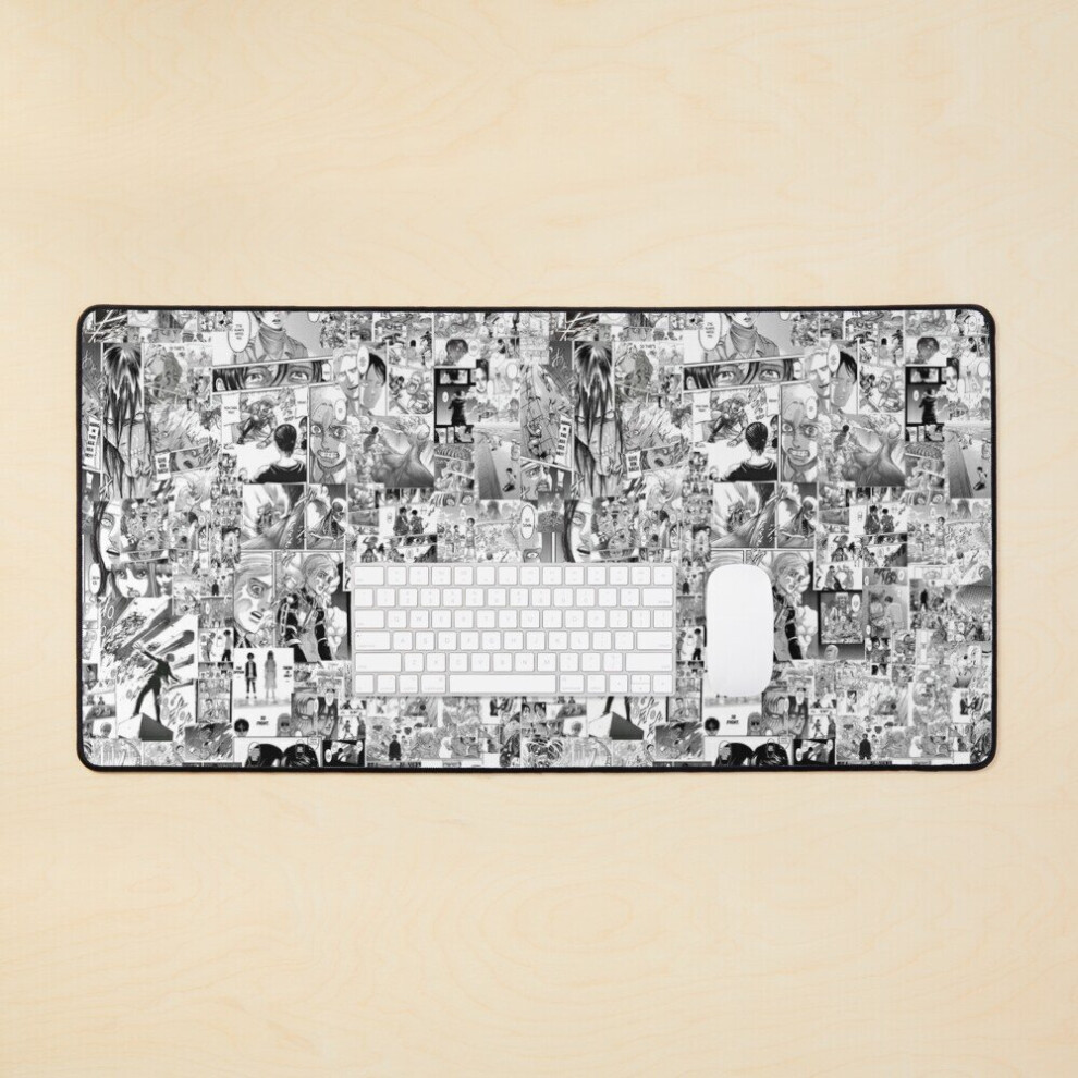 Desk Mat Attack On Titan Manga Collage Large Gaming Mouse Pad 35X16 Inch 7802738317084