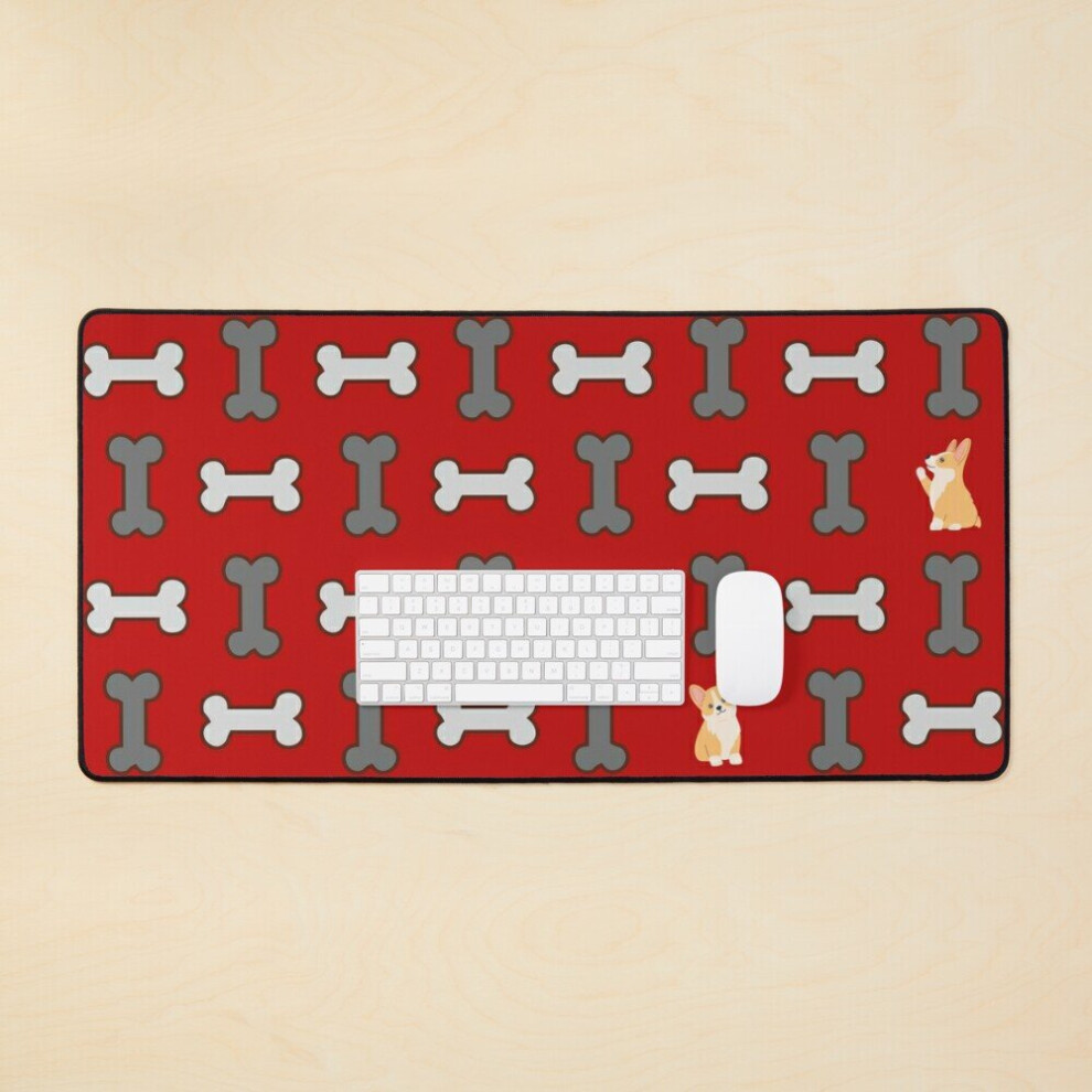 Desk Mat Corgis With Doggie Bones Pattern Large Gaming Mouse Pad 35X16 Inch 7802738341652