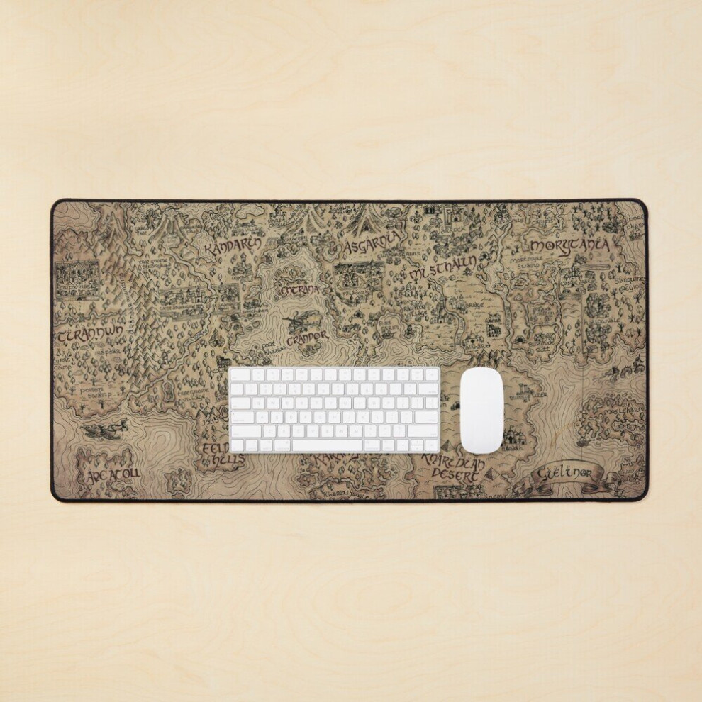 Bearlad Desk Mat Vintage Map Of Gielinor Inspired By Runescape Os Large Gaming Mouse Pad 35X16 Inch