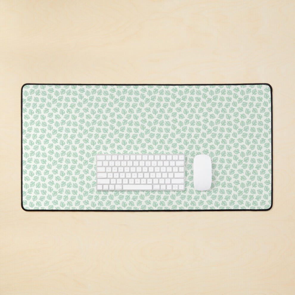 Desk Mat Nook Leaf - Large Gaming Mouse Pad 35X16 Inch White/Green 7802738362183