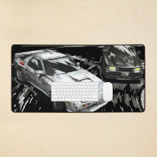 Desk Mat Initial D - Mountain Drift Racing Tandem EVO III vs FC rx-7 Large Gaming Mouse Pad 35x16 inch