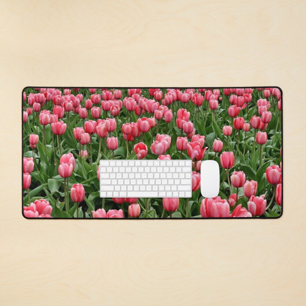 Desk Mat Tulip Flower Large Gaming Mouse Pad 35X16 Inch Pink 7802738367669