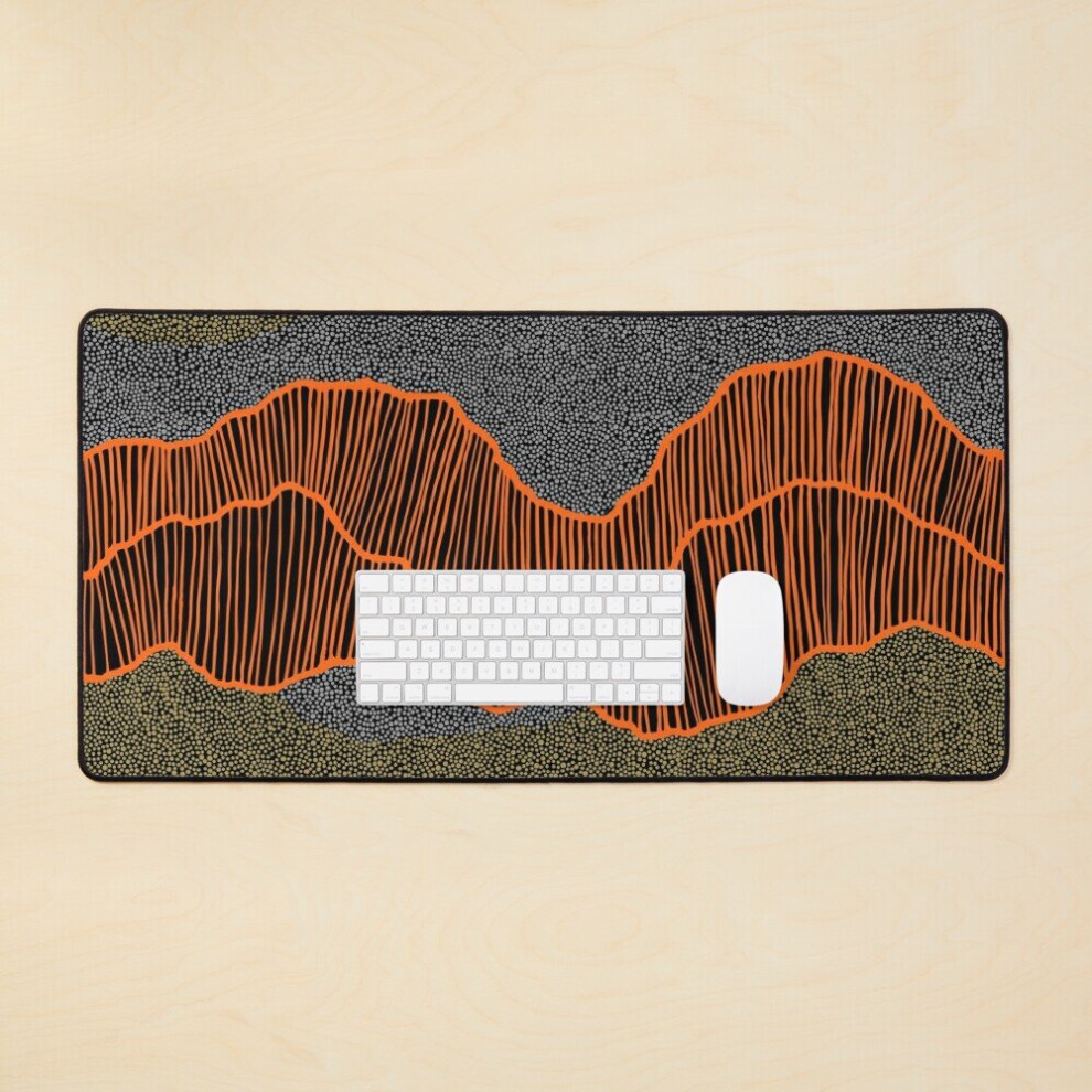 Desk Mat Authentic Aboriginal Art - Large Gaming Mouse Pad 35X16 Inch 7802738383324