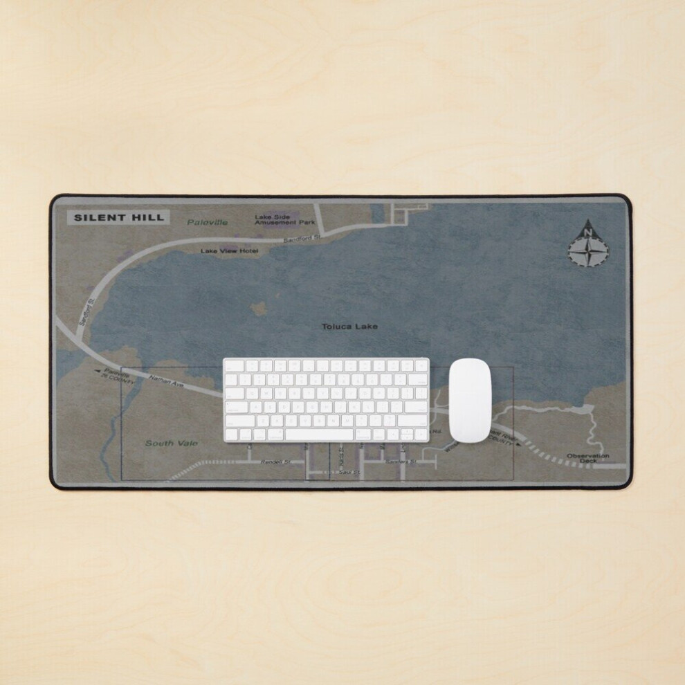 Desk Mat Silent Hill Map Large Gaming Mouse Pad 35X16 Inch 7802738317251