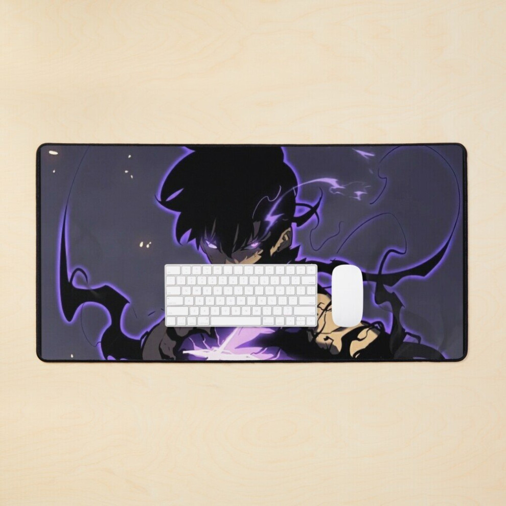 Desk Mat Solo Leveling Sung Jinwoo Epic Tranformation Dragon Monarch Fight Large Gaming Mouse Pad 35X16 Inch 7802738398458