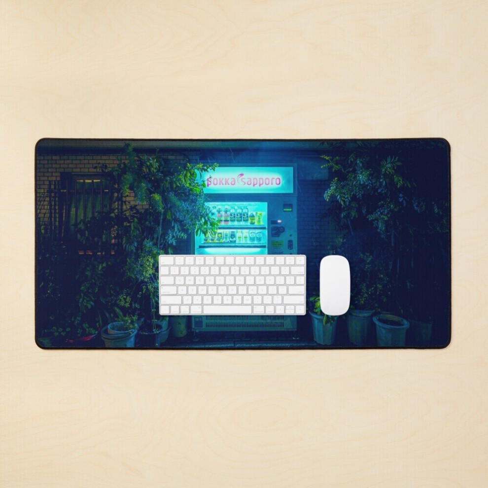 Desk Mat Japanese Vending Machine In The Midnight Rain Large Gaming Mouse Pad 35X16 Inch 7802738358827
