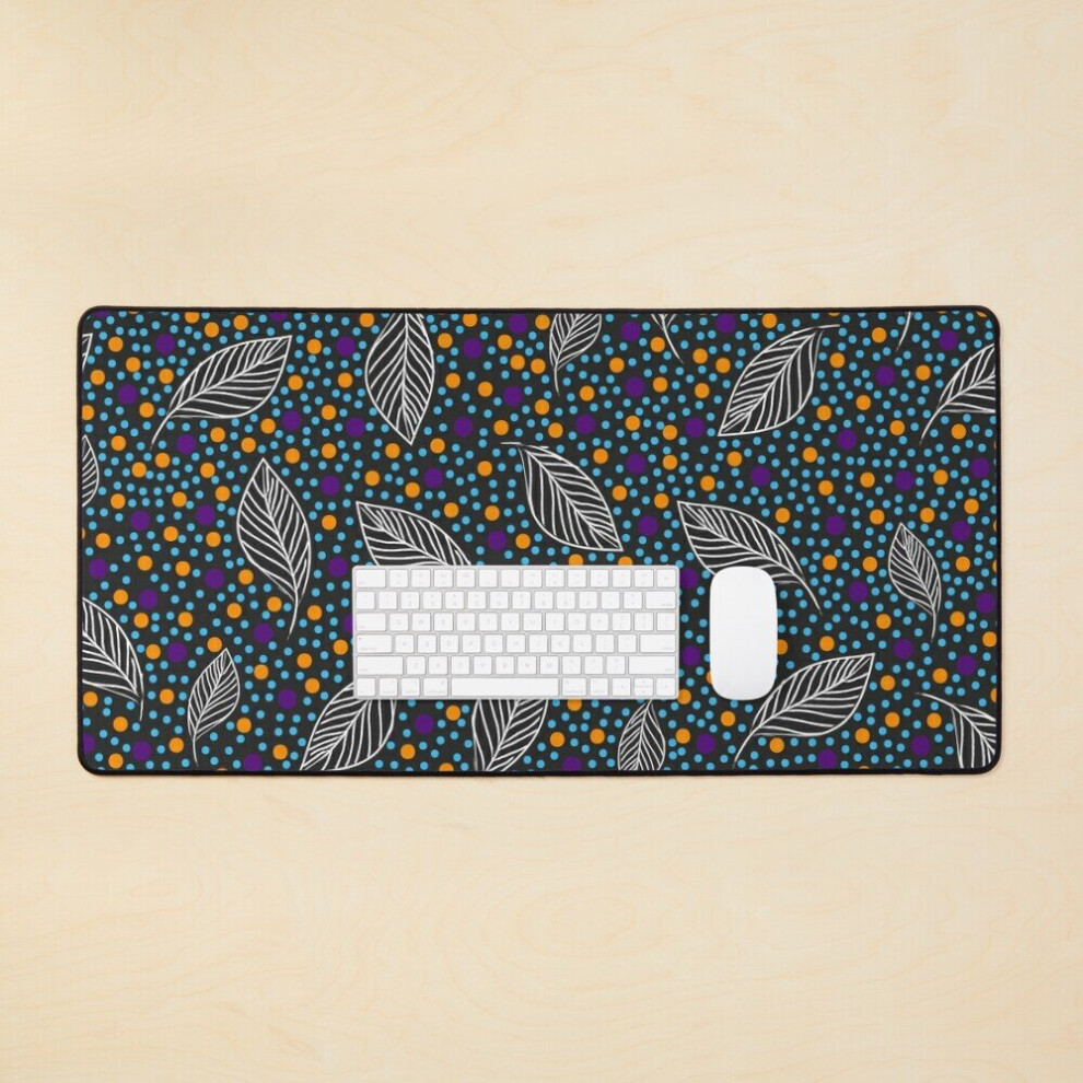Desk Mat Authentic Aboriginal Art - Leaves On The Ground Large Gaming Mouse Pad 35X16 Inch 7802738400465