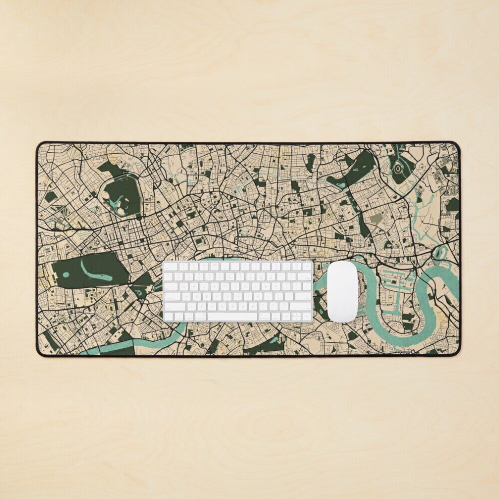 Bearlad Desk Mat London City Map Of England - Vintage Large Gaming Mouse Pad 35X16 Inch