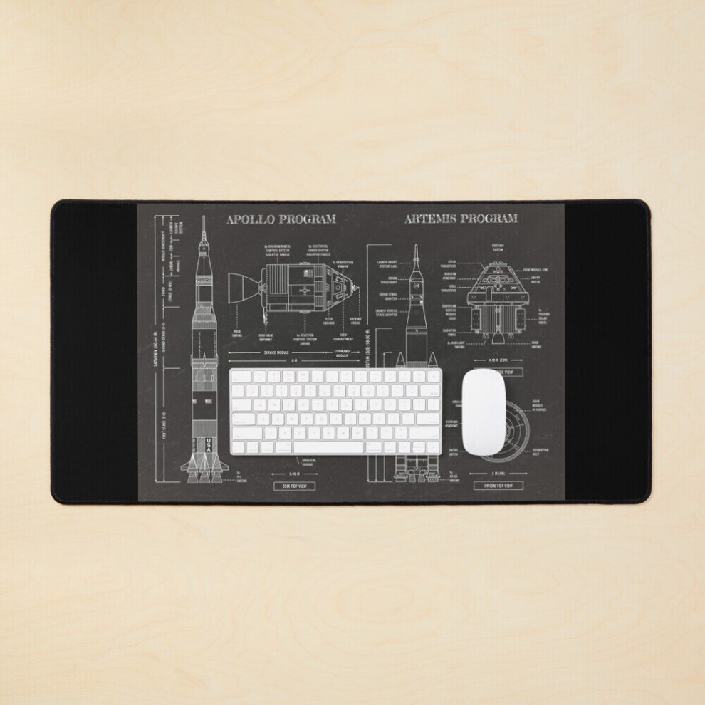 Desk Mat Apollo Program Vs Artemis Program (Blackboard) Large Gaming Mouse Pad 35X16 Inch 7802738348187