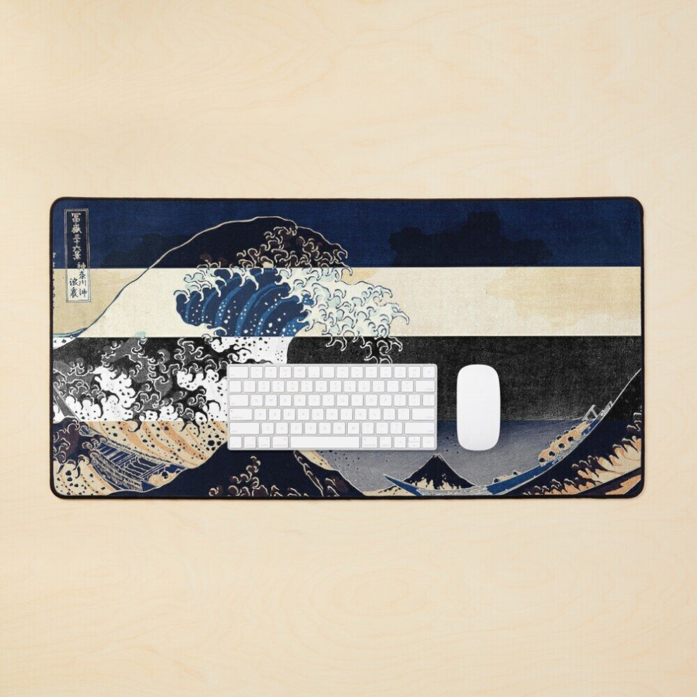 Desk Mat Great Wave Off Kanagawa Color Glitch Large Gaming Mouse Pad 35X16 Inch 7802738314687