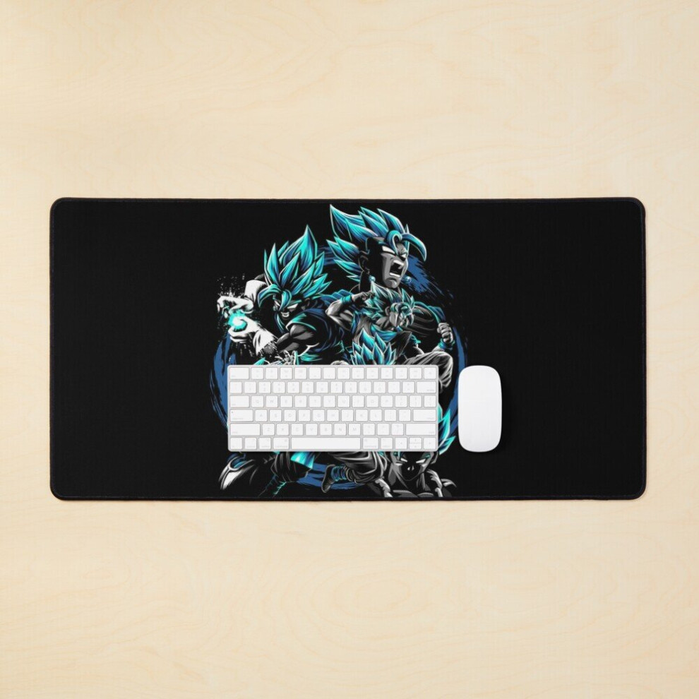 Desk Mat Goku And Vegeta ( Super Saiyan ) Large Gaming Mouse Pad 35X16 Inch Blue 7802738332292