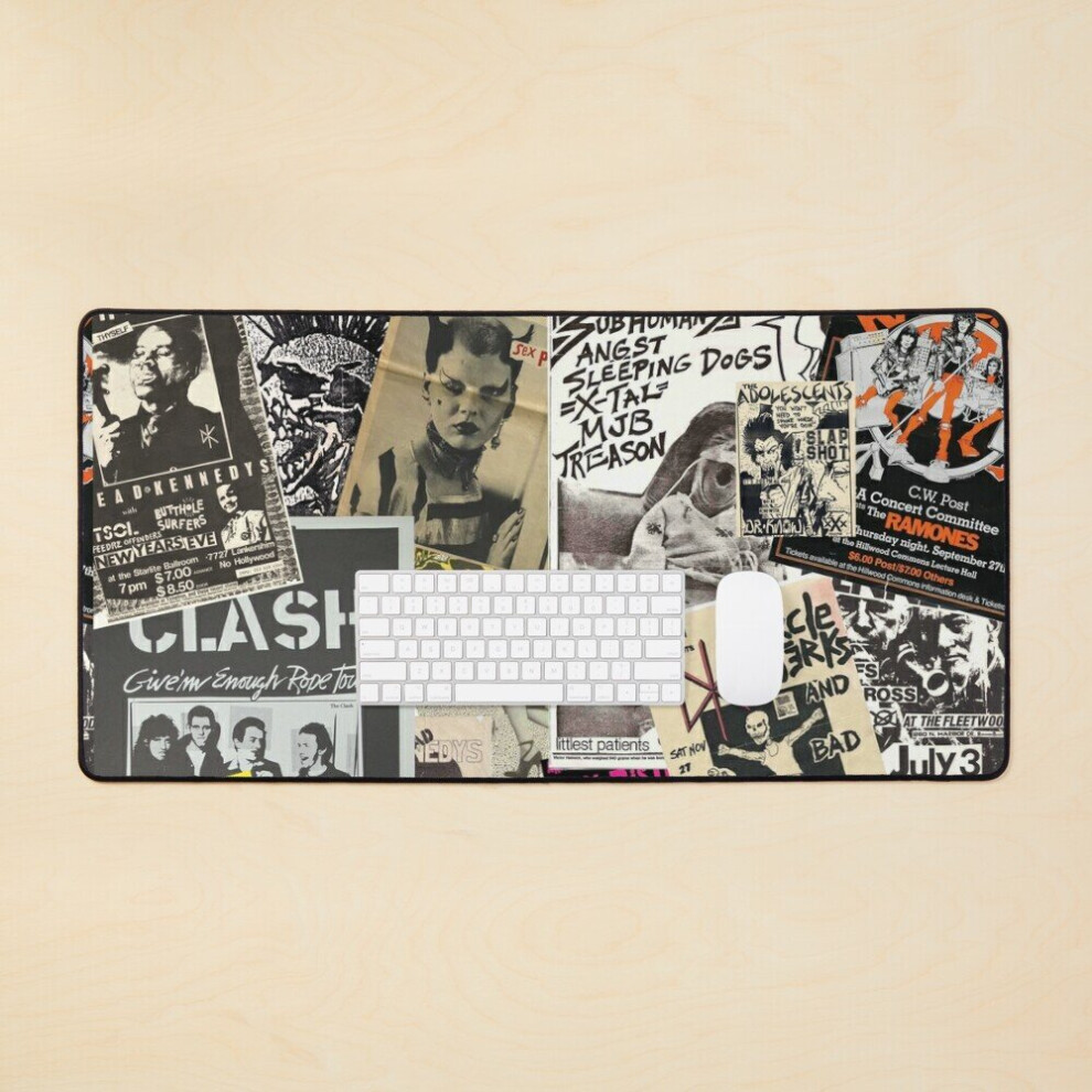 Desk Mat Punk Flyers Collage Large Gaming Mouse Pad 35X16 Inch 7802738345452