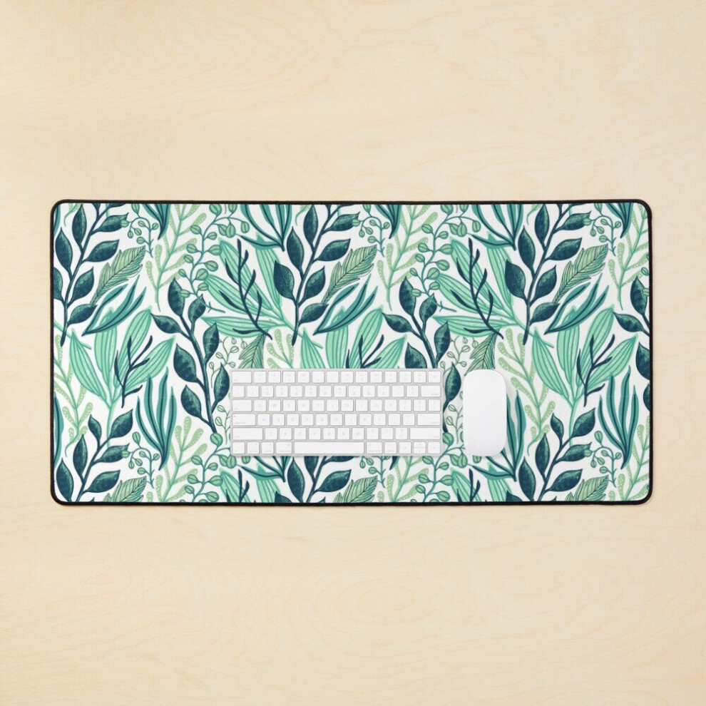 Desk Mat Beautiful Natural Nature Tropical Jungle Leaf Leaves Multiple Aesthetic Abstract Pattern Seamless Large Gaming Mouse Pad 35X16 Inch Green 7802738405538