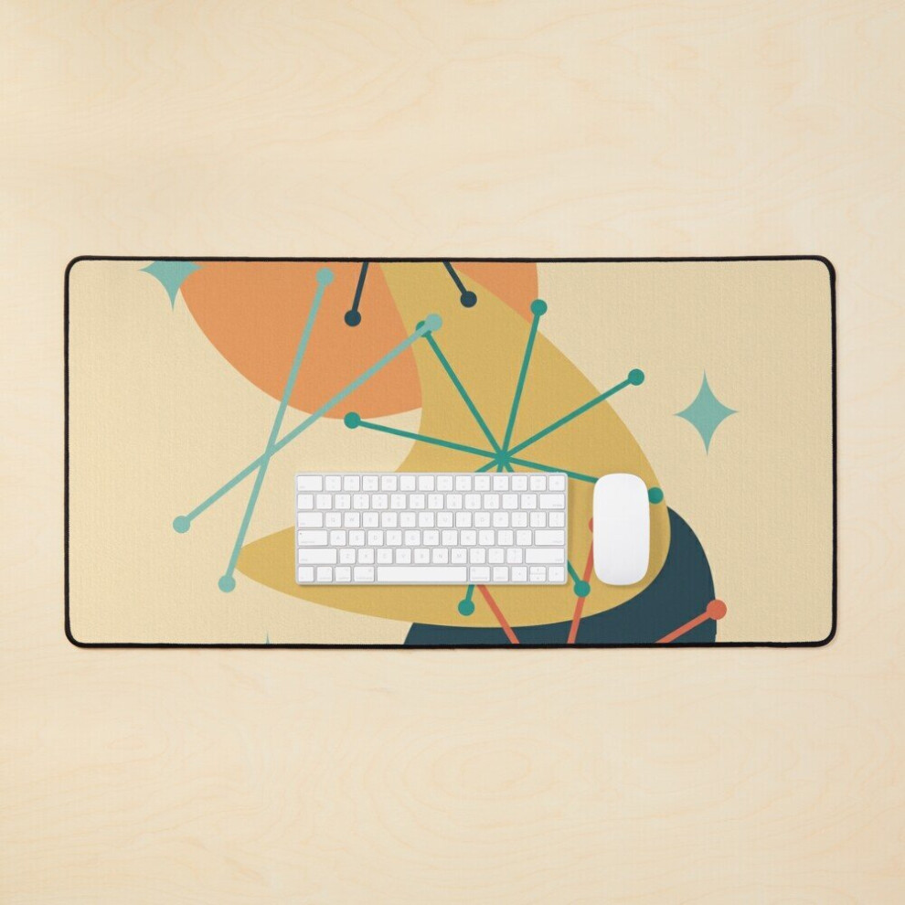 Desk Mat Mid Century Atomic Age Composition 2 Large Gaming Mouse Pad 35X16 Inch 7802738327274